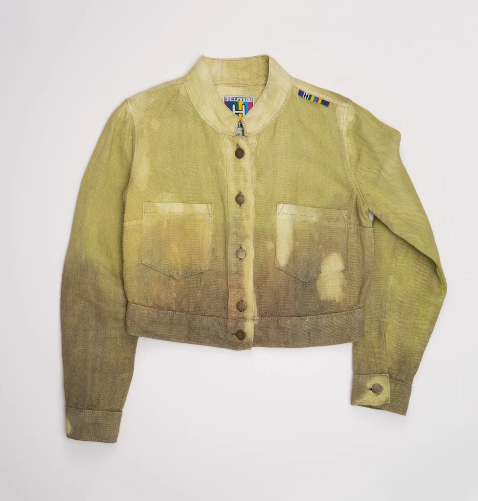 Blue Disaster – vienetinis kanapių džinso švarkas - back